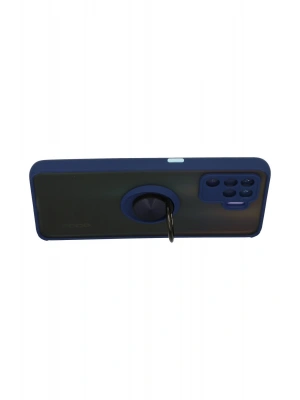 Newface Oppo Reno 5 Lite Kılıf Montreal Yüzüklü Silikon Kapak - Lacivert