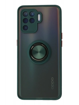 Newface Oppo Reno 5 Lite Kılıf Montreal Yüzüklü Silikon Kapak - Yeşil