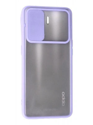 Newface Oppo Reno 5 Lite Kılıf Palm Buzlu Kamera Sürgülü Silikon - Lila