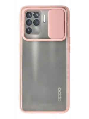 Newface Oppo Reno 5 Lite Kılıf Palm Buzlu Kamera Sürgülü Silikon - Pembe