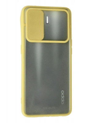 Newface Oppo Reno 5 Lite Kılıf Palm Buzlu Kamera Sürgülü Silikon - Sarı