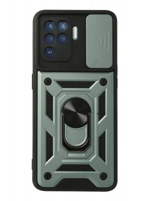 Newface Oppo Reno 5 Lite Kılıf Pars Lens Yüzüklü Silikon - Yeşil