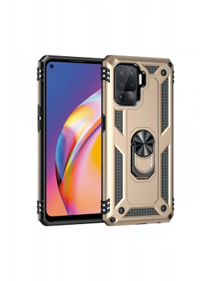 Newface Oppo Reno 5 Lite Kılıf Sofya Yüzüklü Silikon Kapak - Gold