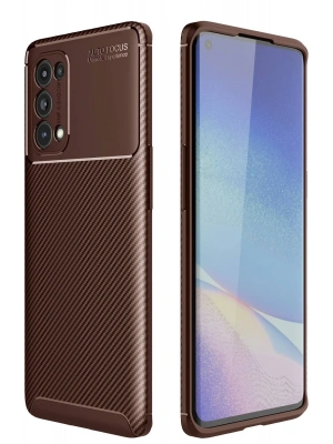 Newface Oppo Reno 5 Pro Kılıf Auto Focus Karbon Kapak - Kahverengi