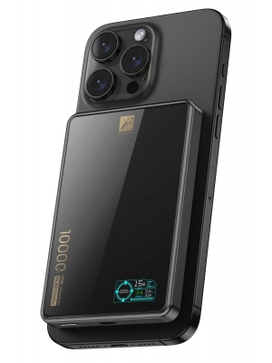 Newface PW598 10.000 mAh Dijital Göstergeli 20W Type-C ve 15W Kablosuz Şarj PD Hızlı Şarj Magsafe Powerbank - Siyah