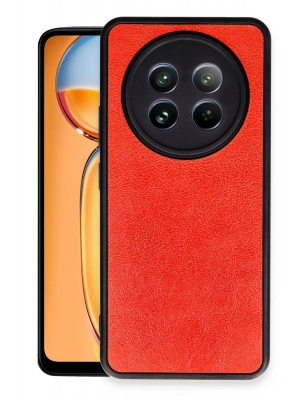 Newface Realme 12 5G Kılıf Aras Deri Kapak - Kırmızı