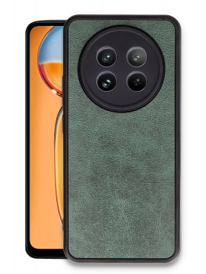 Newface Realme 12 5G Kılıf Aras Deri Kapak - Koyu Yeşil