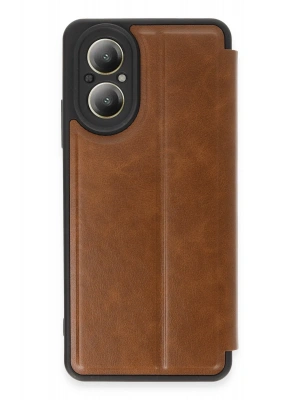 Newface Realme 12 Lite Kılıf Flip Cover - Taba