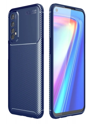 Newface Realme 7 Kılıf Auto Focus Karbon Kapak - Lacivert