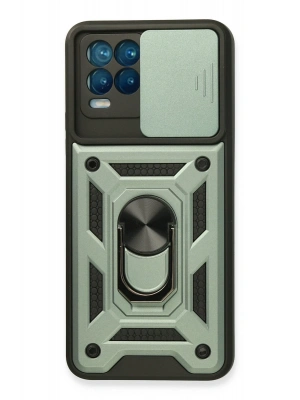 Newface Realme 8 Kılıf Pars Lens Yüzüklü Silikon - Yeşil