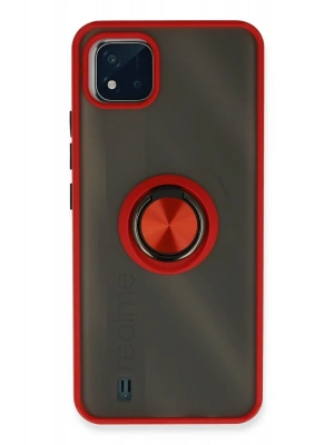 Newface Realme C11 2021 Kılıf Montreal Yüzüklü Silikon Kapak - Kırmızı