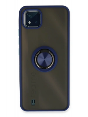 Newface Realme C11 2021 Kılıf Montreal Yüzüklü Silikon Kapak - Lacivert