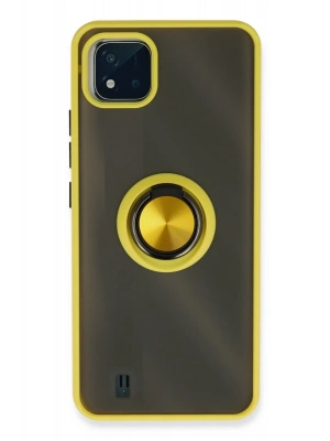 Newface Realme C11 2021 Kılıf Montreal Yüzüklü Silikon Kapak - Sarı