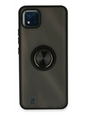 Newface Realme C11 2021 Kılıf Montreal Yüzüklü Silikon Kapak - Siyah