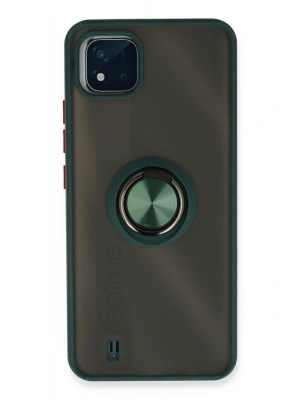 Newface Realme C11 2021 Kılıf Montreal Yüzüklü Silikon Kapak - Yeşil