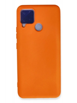 Newface Realme C15 Kılıf Nano içi Kadife Silikon - Turuncu