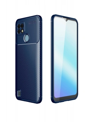 Newface Realme C21 Kılıf Auto Focus Karbon Kapak - Lacivert