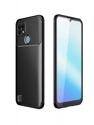 Newface Realme C21 Kılıf Auto Focus Karbon Kapak - Siyah