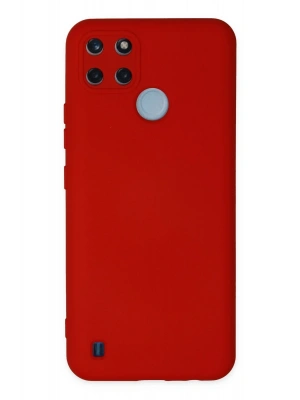 Newface Realme C25Y Kılıf Nano içi Kadife Silikon - Kırmızı