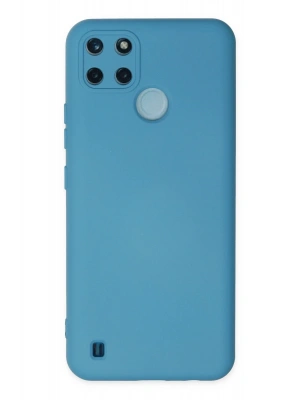 Newface Realme C25Y Kılıf Nano içi Kadife Silikon - Mavi