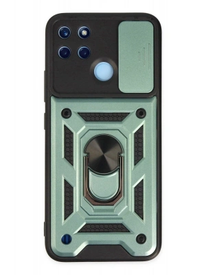 Newface Realme C25Y Kılıf Pars Lens Yüzüklü Silikon - Yeşil