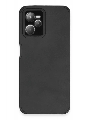 Newface Realme C35 Kılıf Loop Deri Silikon - Siyah