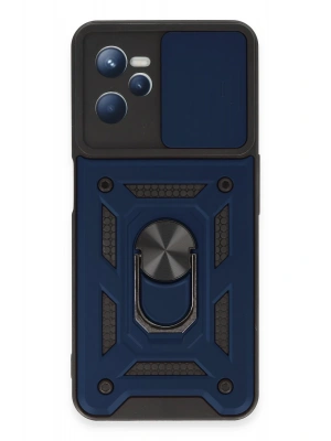 Newface Realme C35 Kılıf Pars Lens Yüzüklü Silikon - Lacivert