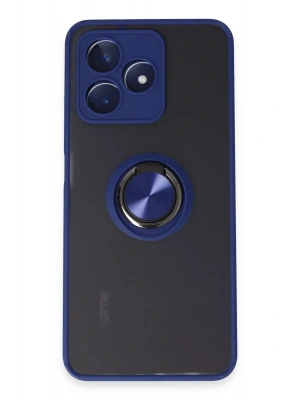 Newface Realme C53 Kılıf Montreal Yüzüklü Silikon Kapak - Lacivert