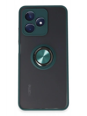 Newface Realme C53 Kılıf Montreal Yüzüklü Silikon Kapak - Yeşil