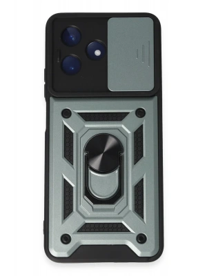 Newface Realme C53 Kılıf Pars Lens Yüzüklü Silikon - Yeşil