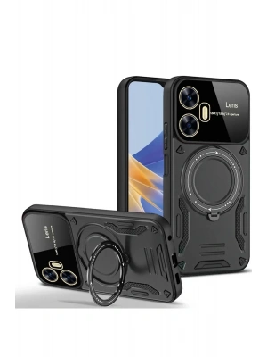Newface Realme C55 Kılıf Joy Lens Standlı Kapak - Siyah