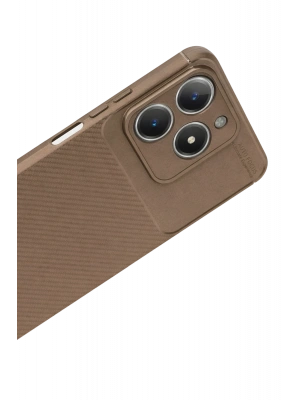 Newface Realme C61 Kılıf Auto Focus Karbon Kapak - Kahverengi