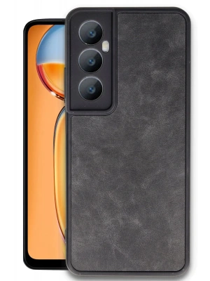 Newface Realme C65 Kılıf Aras Deri Kapak - Siyah