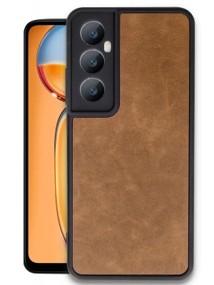 Newface Realme C65 Kılıf Aras Deri Kapak - Taba