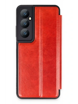 Newface Realme C65 Kılıf Flip Cover - Kırmızı