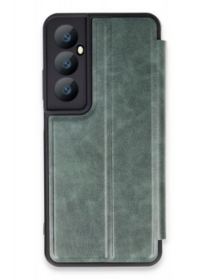 Newface Realme C65 Kılıf Flip Cover - Koyu Yeşil