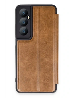 Newface Realme C65 Kılıf Flip Cover - Taba