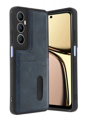 Newface Realme C65 Sara Kartvizitli Deri Kılıf - Lacivert