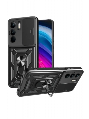 Newface Realme C75 4G Kılıf Pars Lens Yüzüklü Silikon - Siyah