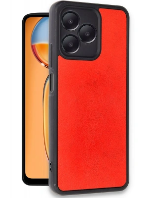 Newface Realme Note 50 4G Kılıf Aras Deri Kapak - Kırmızı