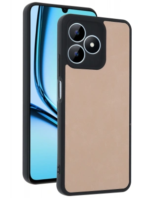 Newface Realme Note 50 4G Kılıf Aras Deri Kapak - Pudra