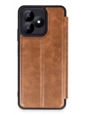 Newface Realme Note 50 4G Kılıf Flip Cover - Taba