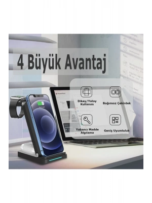 Newface S90 4in1 Kablosuz Şarj Masaüstü Set - Siyah