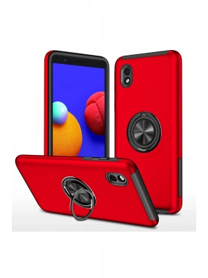 Newface Samsung Galaxy A01 Core Kılıf Elit Yüzüklü Kapak - Kırmızı