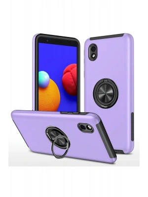 Newface Samsung Galaxy A01 Core Kılıf Elit Yüzüklü Kapak - Mor