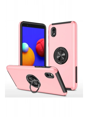 Newface Samsung Galaxy A01 Core Kılıf Elit Yüzüklü Kapak - Pembe