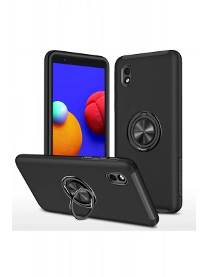 Newface Samsung Galaxy A01 Core Kılıf Elit Yüzüklü Kapak - Siyah