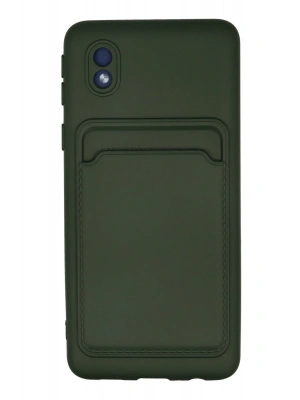 Newface Samsung Galaxy A01 Core Kılıf Kelvin Kartvizitli Silikon - Koyu Yeşil