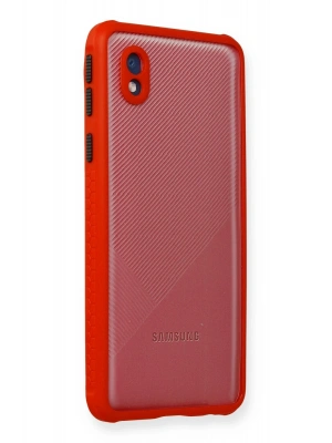 Newface Samsung Galaxy A01 Core Kılıf Miami Şeffaf Silikon - Kırmızı