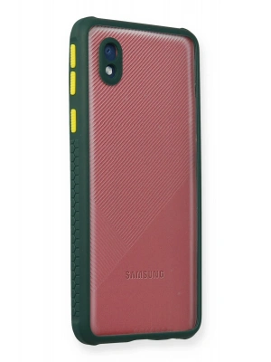 Newface Samsung Galaxy A01 Core Kılıf Miami Şeffaf Silikon - Koyu Yeşil